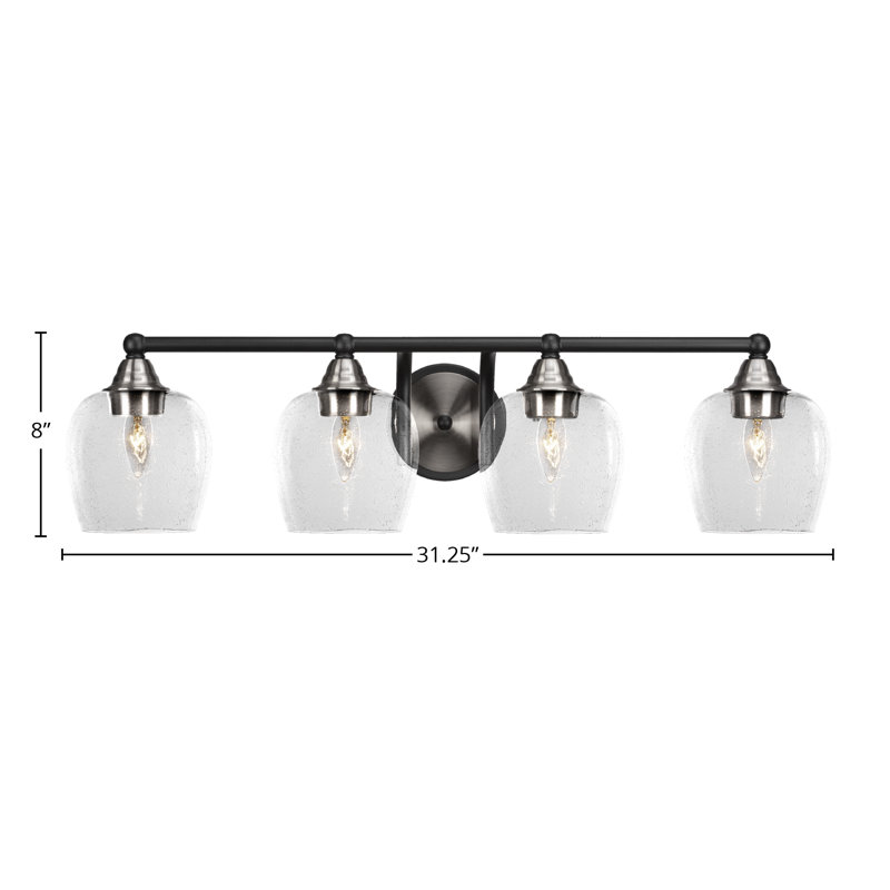 Michell 4-Light Bath Bar, Matte Black/Brushed Nickel
