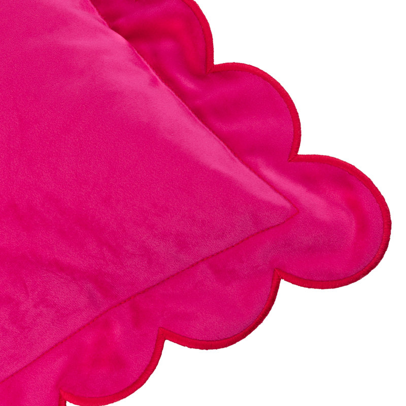 Lil Scallop Square Cushion, Pillow Cover Only - No Insert, Pink/Red