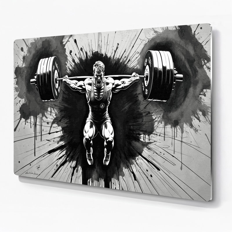Art mural en métal vert sport haltérophile, 20" H x 30" W