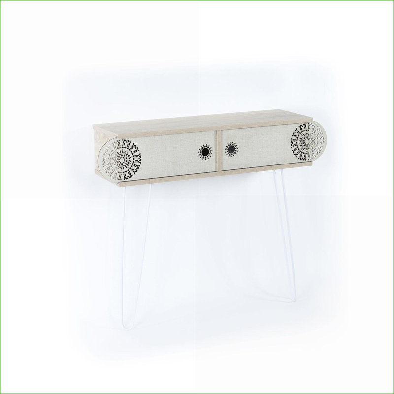 Console Lora à 2 niveaux avec pieds en métal | Bois de chêne clair clair