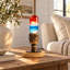 Lampe de table en résine peinte à la main avec base en bois massif et fer