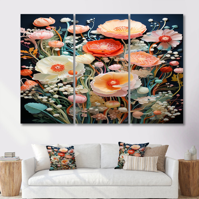 Casavant - Fleurs sauvages, ensemble d'art mural, Toile tendue, H 32 po x l 48 po x P 1 po