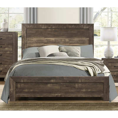 Full Size Bedroom Bed With White - , Rails And Wood Construction Veneer Bed, Headboard,