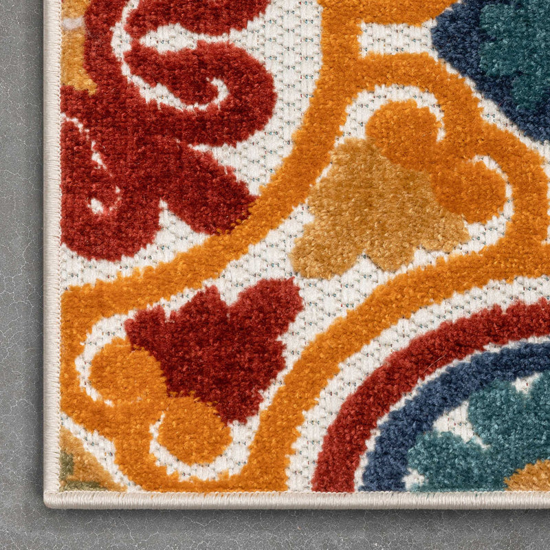  Dorado Audun Modern Indoor / Outdoor Geometric Red Hi-Lo Area Rug, Runner 2'7" x 9'10"