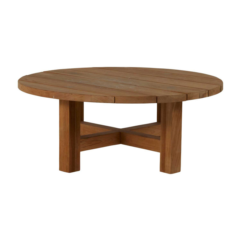 Croquet Solid Wood 4 Legs Coffee Table, Natural Teak