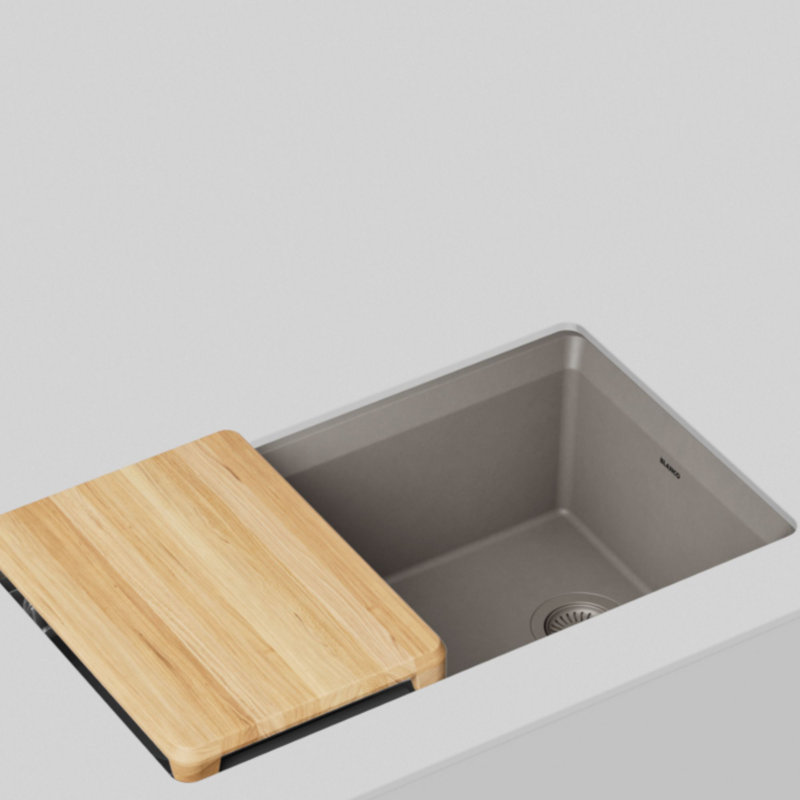 Inteos SILGRANIT 33" Single Bowl Reversible Undermount Workstation Kitchen Sink, Truffle
