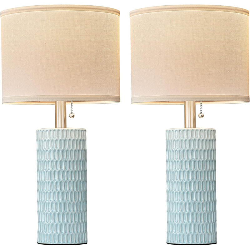 Ensemble de 2 lampes de table en céramique bleu ciel 20 po