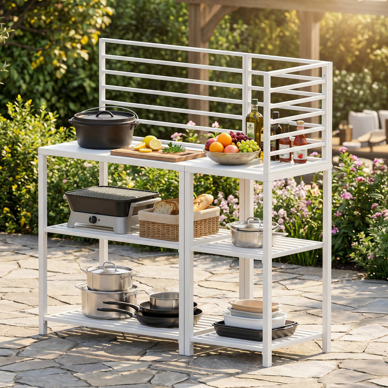 Ensemble de cuisine d'extérieur modulaire avec tablettes de rangement