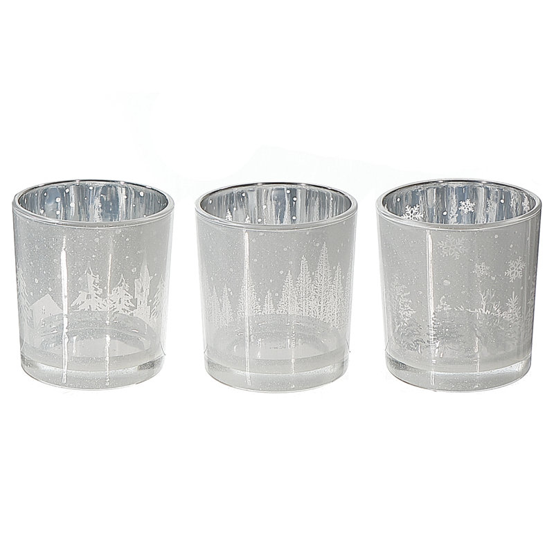 Bougeoirs en verre Winter Forest - ensemble de 3