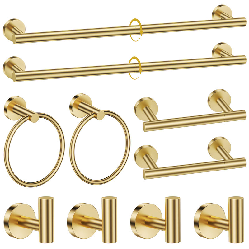 10-Piece Bathroom Hardware Set (Set Of 10), Brushed Gold