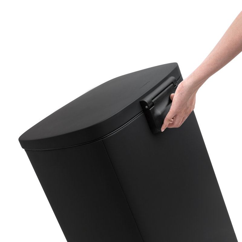 Qualiazero 13.2 Gallon and 3.2 Gallon Rectangular Stainless Steel Pedal Trash Can Set, Noir mat
