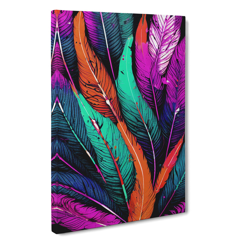 XV1022-4077X Splashed Feathers No.2 Abstract - Print, Wrapped Canvas, 50cm H x 35cm W, No Matte