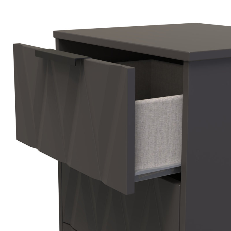 Las Vegas 45cm W Manufactured Wood Bedside Table, Graphite Black