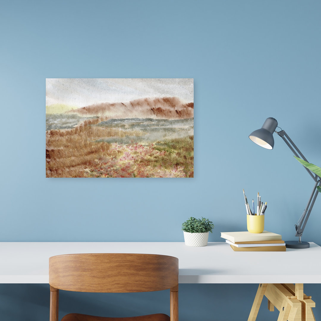 Misty Mountain Heather Peaceful Serene Tranquil Landscape Mountain Wall Art Print