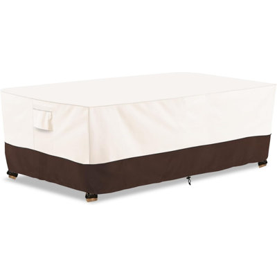 Rectangle Outdoor Table Cover Waterproof Heavy Duty Patio Furniture Covers, Rectangle Outdoor Dining Table Cover - 90" W x 60" D x 27.5" H, Beige And Brown