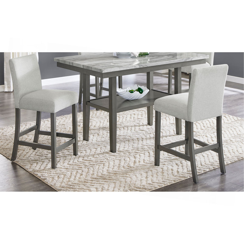 Ensemble de 2 chaises Selena en tissu gris clair avec structure et repose-pieds gris
