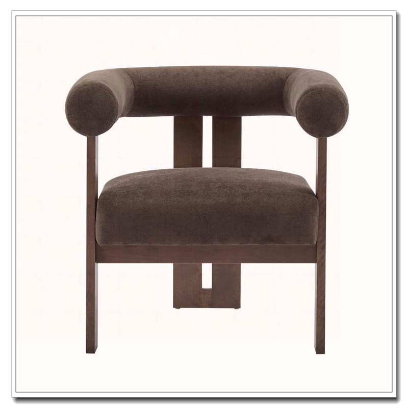 Fauteuil d'appoint rembourré en velours, Marron foncé