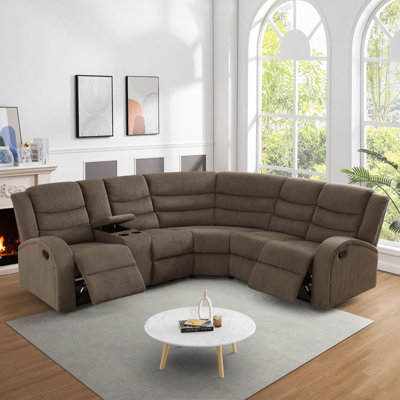 Ensemble de canapé modulaire inclinable manuel 170 po avec console centrale, porte-gobelets et rangement (ensemble de 3)