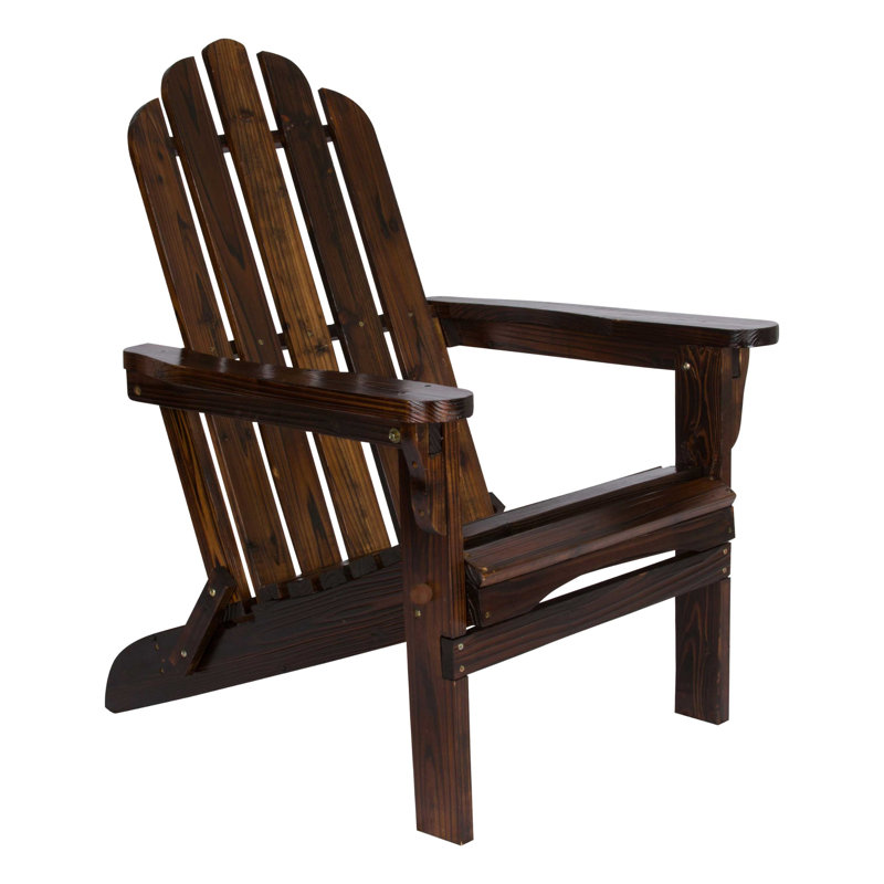 Chaise Adirondack pliante en bois massif Breeona, Brun brûlé