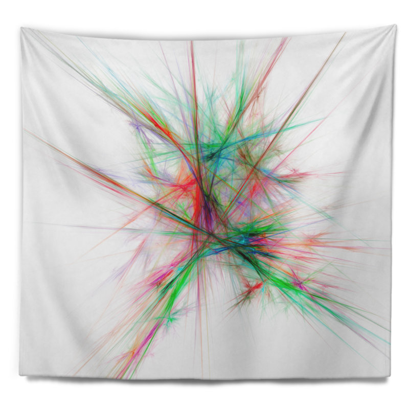 Tapisserie abstraite bleu et rouge, H 50 po x l 60 po