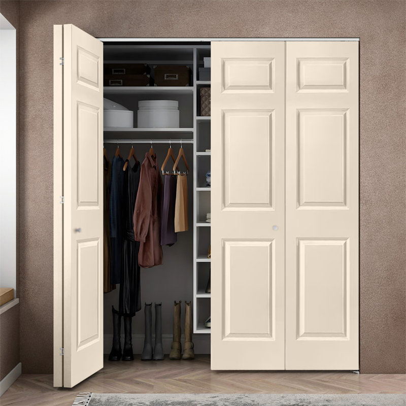 Paneled MDF Composite Double Bifold with Installation Hardware Kit, Beige, 80'' H x 72" W