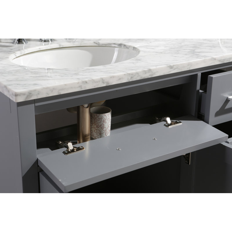 Base de meuble-lavabo double autoportant de 60 po Abdiel seulement en gris