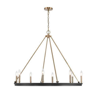 8 lumières 36 po Lustre moderne noir mat et doré