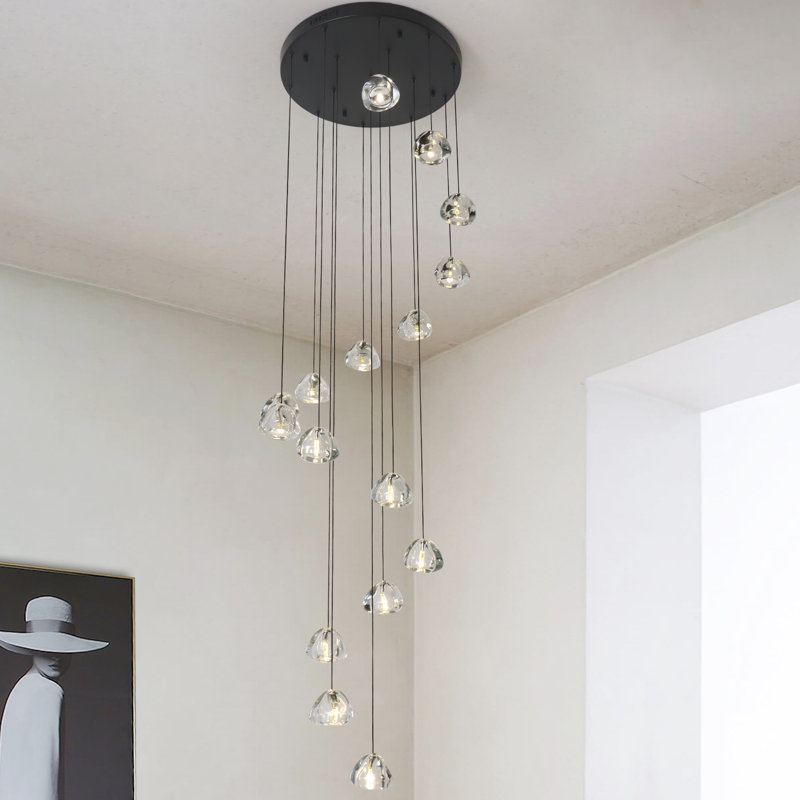 Rosenthal 16-Light 118" Long Chandelier Large Hanging pendant for Stairs High Ceiling, Matte Black