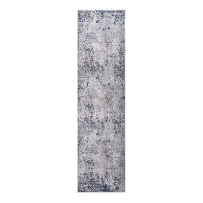 Loom & 2X8 Area Rug, Silver/Blue/Abstract Pattern, Non-Shedding, Stain- For Bedroom, Living Room, Dining, Home Office Stylish Rug 2X8, Look, Stain Living, Dining
