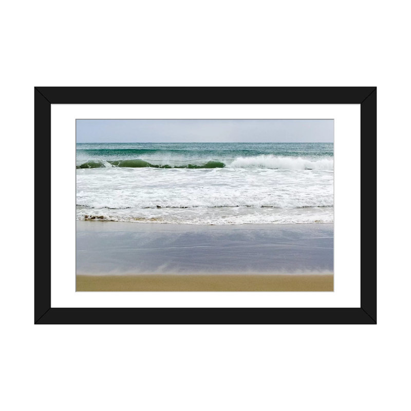 « beach time », reproduction d’impression sur toile tendue, H 16 po x l 24 po x P 1 po, Papier d'art encadré noir, Blanc