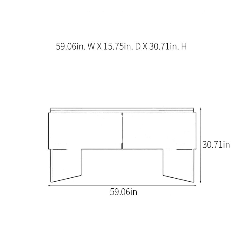 Console Modern Minimalist Art, Bleu, H 30,71 po x l 59,06 po x P 15,75 po