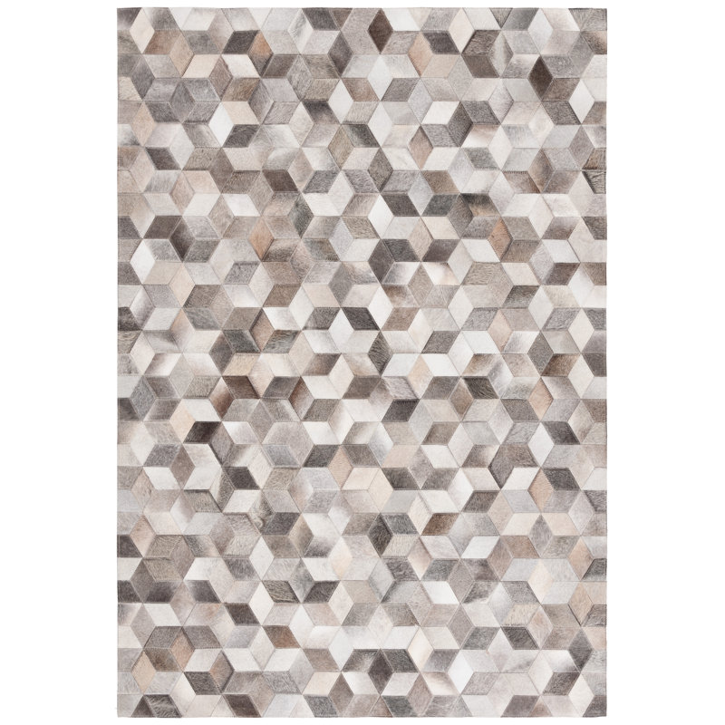 Tapis en cuir Studio 110 gris / brun clair Studio, Rectangle 4 pi x 6 pi