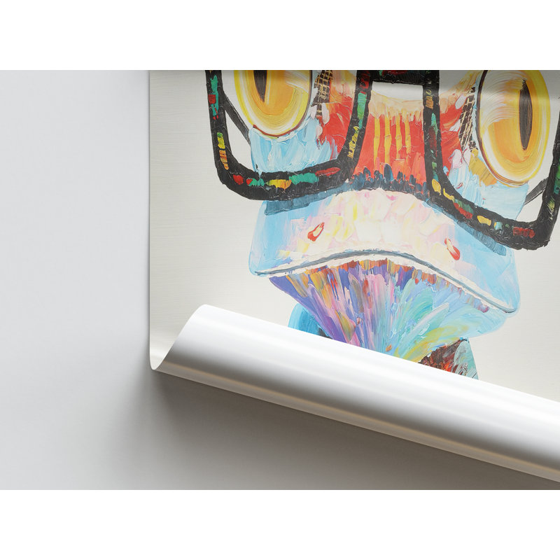 Rainbow Frog portant des lunettes - art animalier vibrant pour décoration intérieure moderne, H 39 po x l 39 po