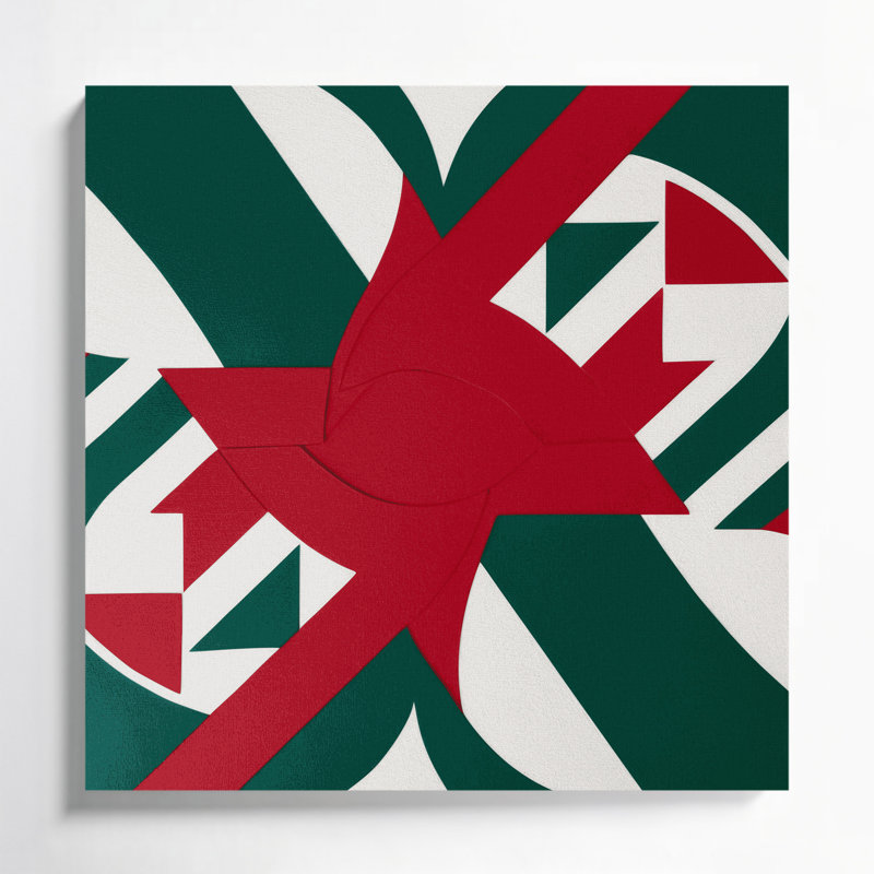 «Geometric Abstraction 13», art mural sur toile verte, H 8 po x l 8 po