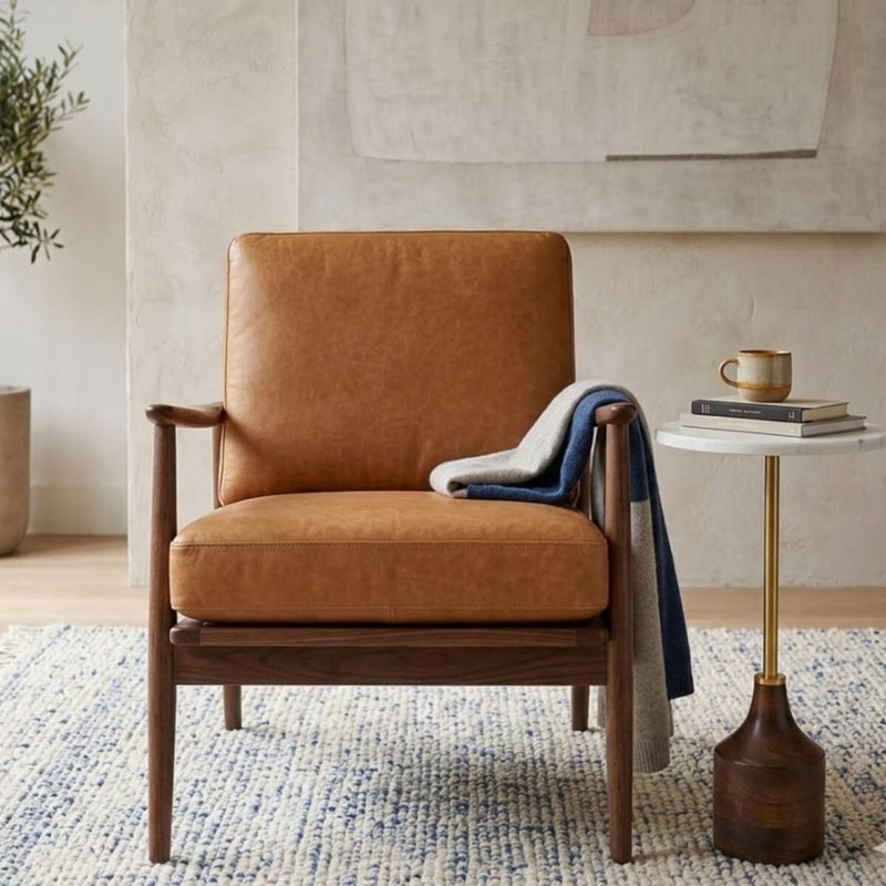 Table d'appoint en marbre Furch, Noyer