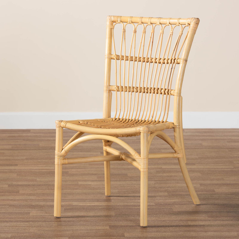 Natural Brown Rattan Cane Low Back Side Chair