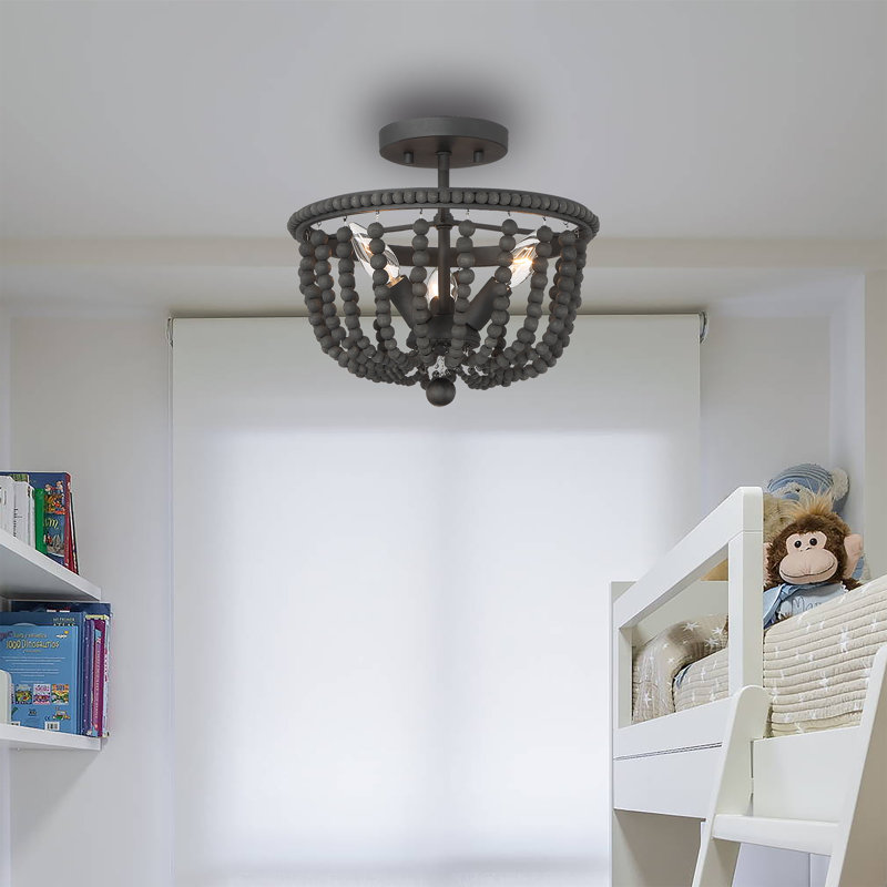Lustre semi-encastré 3 lumières, Noir mat
