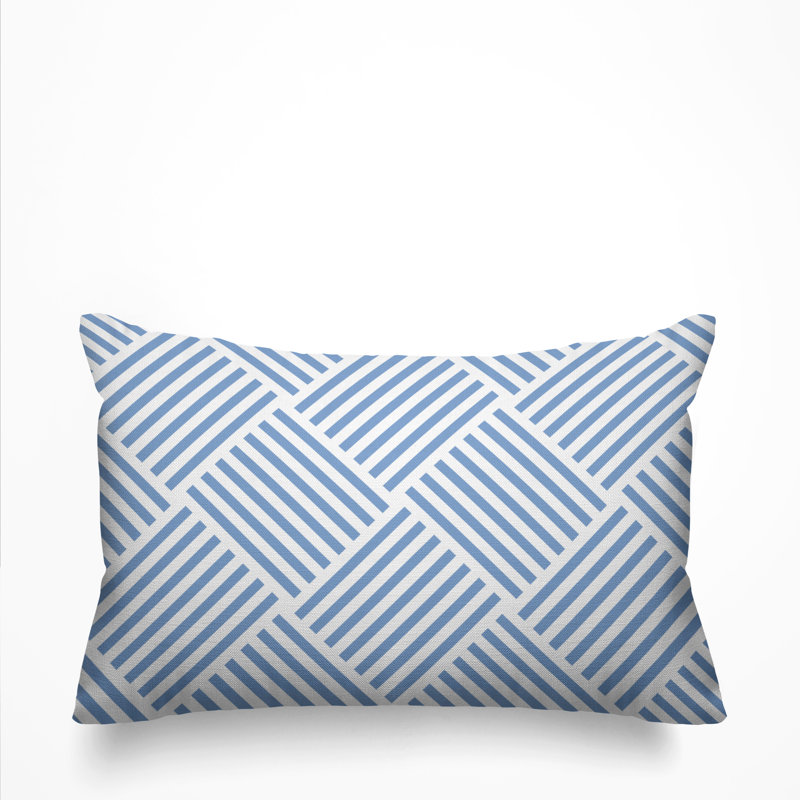 Langley Geometric Outdoor Reversible Throw Pillow, Periwinkle