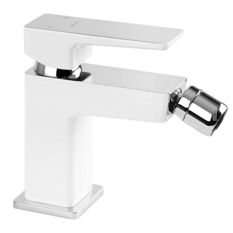Parma Single Handle Horizontal Bidet Tap, Chrome/White