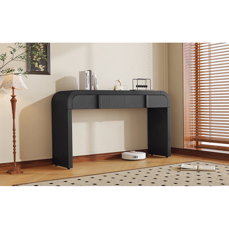 Console unique et moderne avec une silhouette arrondie, une surface lisse, un grand espace de rangement et une élégance haut de gamme pour de multiples réglages