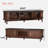 Farmhouse Tv Stand With Drop-down Storage Cabinet, Sliding Doors And Textured Natural Wood Grain 