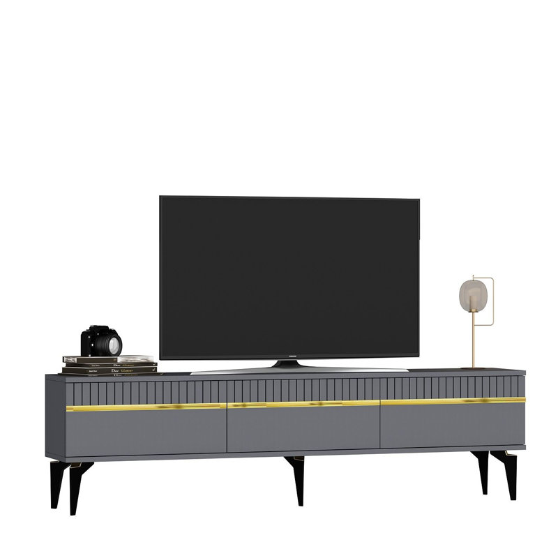 Meuble télé Catena, Gris/doré