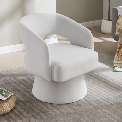 26.77" Wide 360° Swivel Barrel Chair Velvet Accent Armchair by Everly Quinn