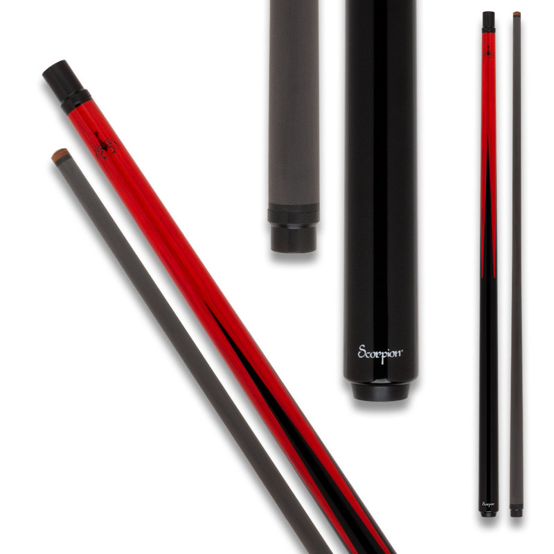 Scorpion SCO120 Carbon Fiber Sneaky-Pete Pool Cue - Red w/ Black Points - 20oz, 20 oz.
