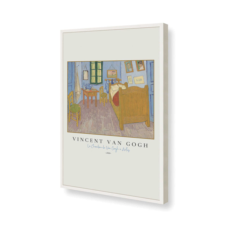 La Chambre v3 de Van Gogh, H 15 po x l 12 po x P 1,25 po, Reproduction encadrée sans passe-partout, Blanc opaque