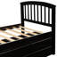 Structure de lit simple en pin massif, 6 tiroirs, finition, 10 lattes, taille avec rangement en bois de pin, limite de 200 lb, couleur pour le style maison