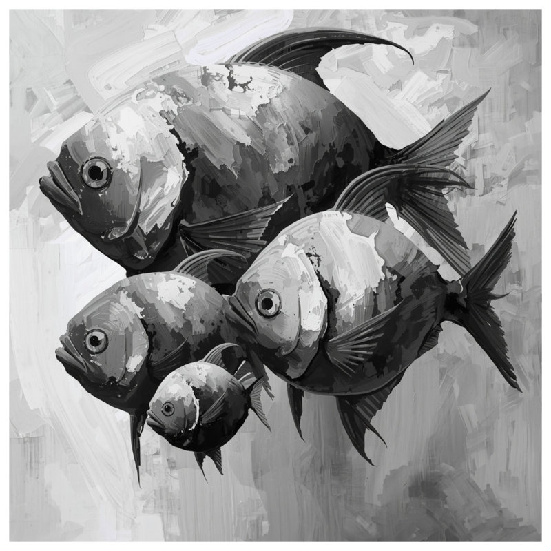 Édredon monochrome Fish Illustration, Simple extra long