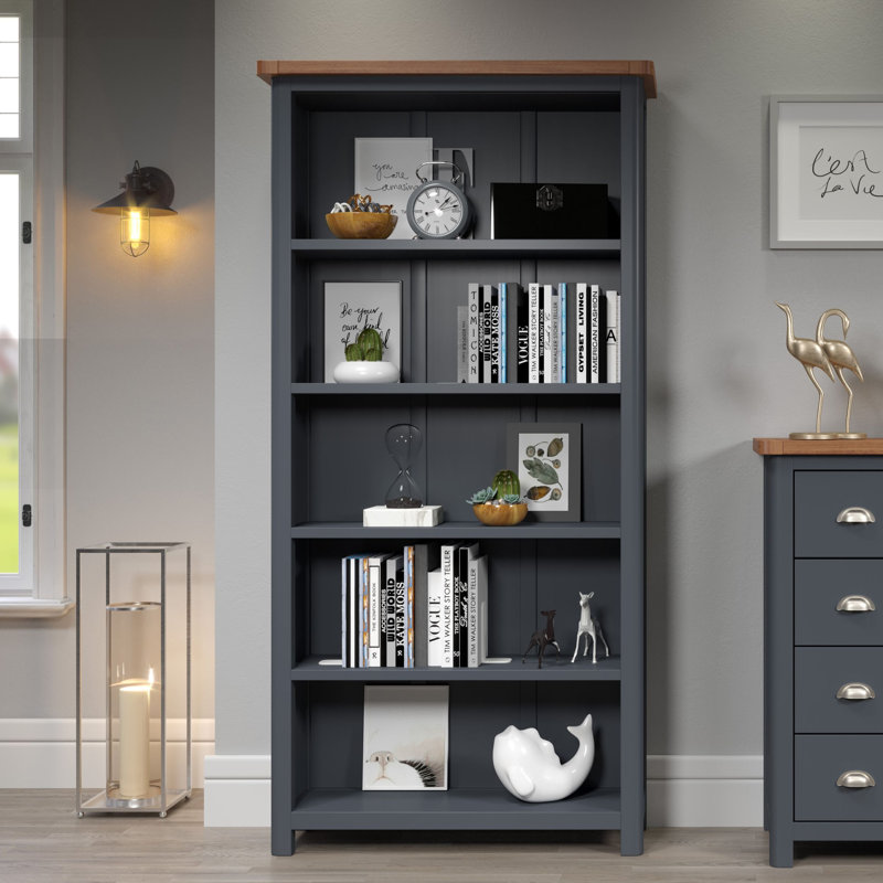 Aulay Tall Bookcase, Midnight Blue, Adjustable Shelves, 180cm H x 90cm W x 30cm D