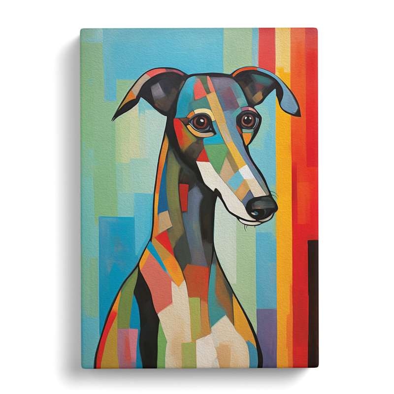 Greyhound Modern No.4 - No Frame Art Prints - Wrapped Canvas, 50cm H x 35cm W x 3cm D