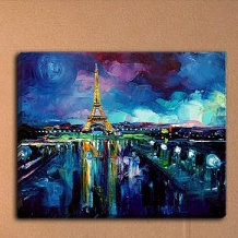 «Parisian Night Eiffel Tower» par Aja Ann, reproduction d'art sur toile tendue